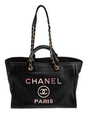 CHANEL Deauville Medium Tote Multicolor Logo